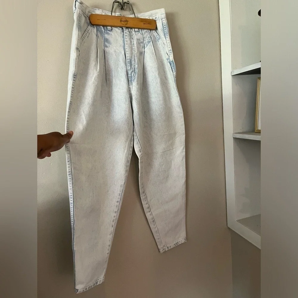 STEFANO Pleated Mom Jeans Vintage Acid Wash High Rise Womens 16 Light Blue Y2K